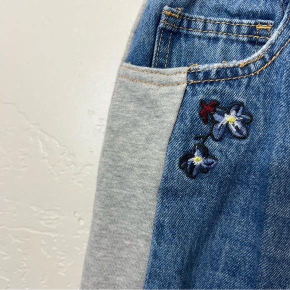 Desigual Embroidered Jogger Jeans Sweatpants Flowers LOVE Size L - Picture 9 of 16